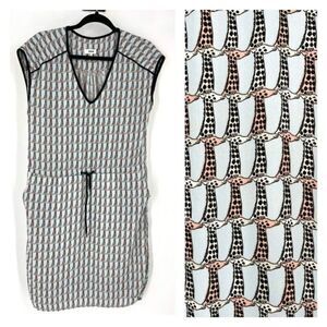 CKS Women's Giraffe Print Cap Sleeve Elastic Waist Mini Dress Blue‎ Black Small